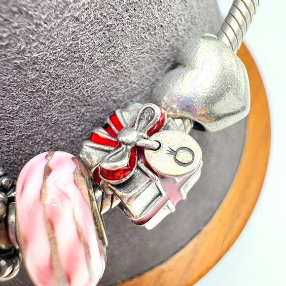 Pandora Sterling Silver 925 Charm Bracelet Mix of Sterling Slide Charms 7" L - Picture 6 of 12